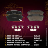 Metrix Premium Rear Ceramic Disc Brake Pad Set 93772MC OEM fit spare parts